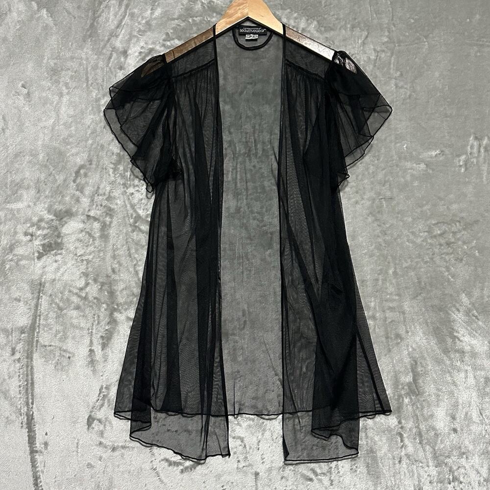 Cinema Etoile Seductive Wear Sheer Chiffon Bed Jacket Womens M Black Whimsigoth